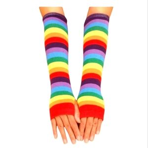 Hand Crafted Firgerless Gloves Rainbow multicolored LGBTQIA+ Pride Long gloves